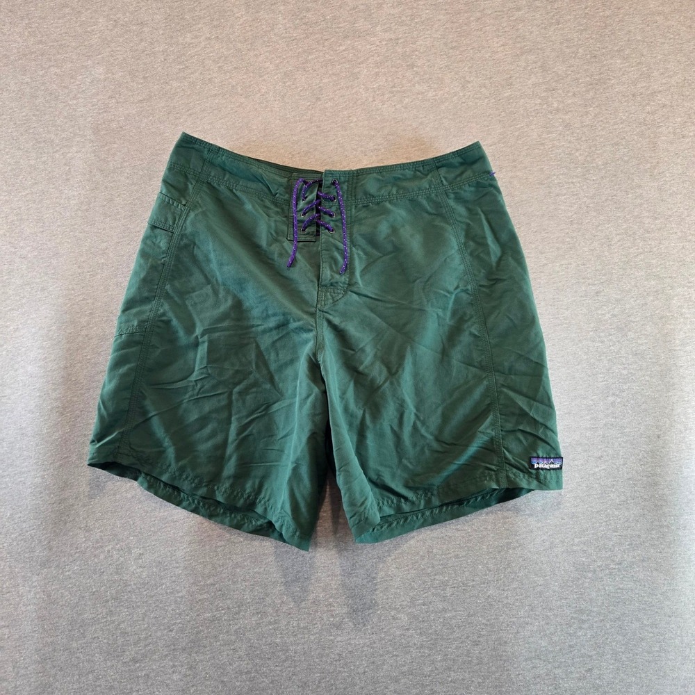 Patagonia Board Shorts Mens 34 Green Lace Up Cargo Swim Trunks Nylon Gorpcore
